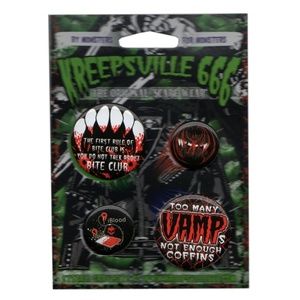 Vampire Badge Set 4 Pins Kreepsville 666 vamp club